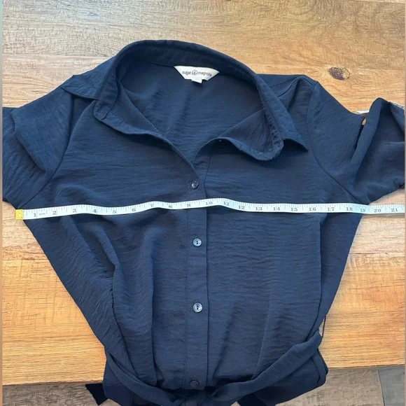 Magnolia Navy Blue size M Buttoned Shirt Dress with Notched Collar - Picture 6 of 7